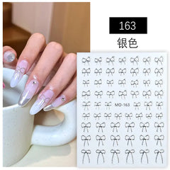 5D Minimalist Embossed Bow Nail Stickers (Black/White/Silver)