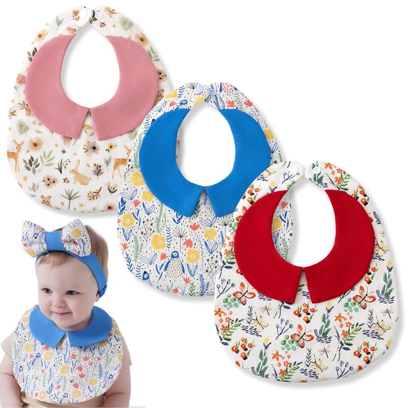 Muslin Baby Bibs for Girls Boys Baby Bibs for Drooling and Teething Bibs for Baby Girl Baby Boy Bibs Baby Bibs Soft and Absorbent Cotton Drool Bibs Set for Newborn Infant Bibs (3 Color)
