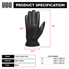 UGG mens 3 Point Leather Tech Gloves With Sherpa Lining