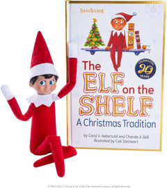 The Elf on the Shelf: A Christmas Tradition Limited 20th Anniversary Edition Box Set - Posable Boy Scout Elf with Blue Eyes, New Edition Storybook and Keepsake with Collectible Pajama Set and Ornament