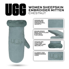 UGG womens Embroidered Water Resistant Sheepskin Mitten With Tech Palm