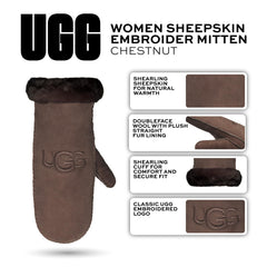 UGG womens Embroidered Water Resistant Sheepskin Mitten With Tech Palm
