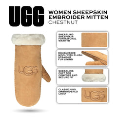 UGG womens Embroidered Water Resistant Sheepskin Mitten With Tech Palm