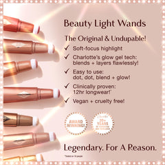 Charlotte Tilbury Beauty Light Wand Liquid Highlighter Makeup - Soft-Focus Highlighter & Blush for Cheeks - Pearlescent, Weightless Radiant Finish