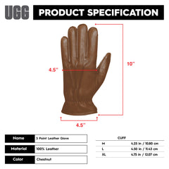 UGG mens 3 Point Leather Tech Gloves With Sherpa Lining