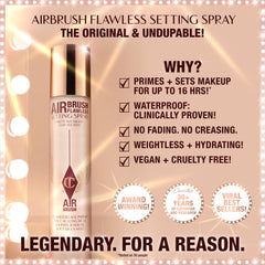 Charlotte Tilbury Airbrush Flawless Setting Spray - Gift Set Essential - Ultra-Fine Mist to Prime & Set Makeup - Perfect for Pairing with Other Skincare & Makeup Favorites