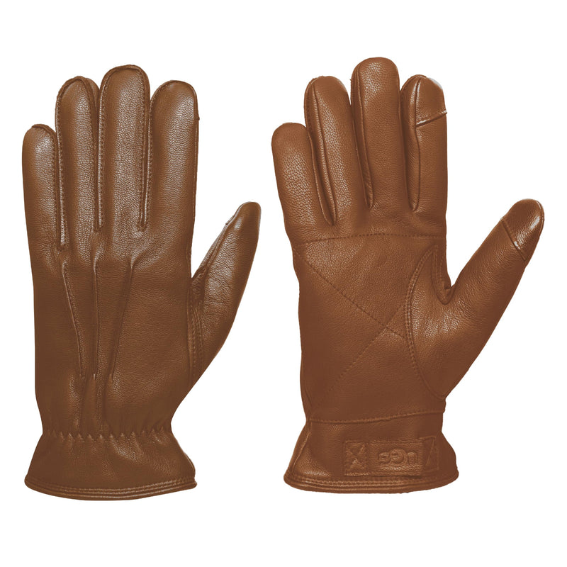 UGG mens 3 Point Leather Tech Gloves With Sherpa Lining