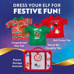 The Elf on the Shelf Claus Couture Collection Festive Fun T-Shirt Set - Set of 3 Elf-Size Tees with Gingerbread, Hot Cocoa and Donut Designs - Scout Elf Not Included