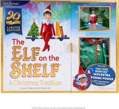 The Elf on the Shelf: A Christmas Tradition Limited 20th Anniversary Edition Box Set - Posable Boy Scout Elf with Blue Eyes, New Edition Storybook and Keepsake with Collectible Pajama Set and Ornament