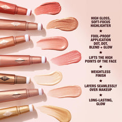 Charlotte Tilbury Beauty Light Wand Liquid Highlighter Makeup - Soft-Focus Highlighter & Blush for Cheeks - Pearlescent, Weightless Radiant Finish