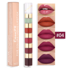 Waterproof 5 Color Matte Lip Gloss with Bamboo Joint